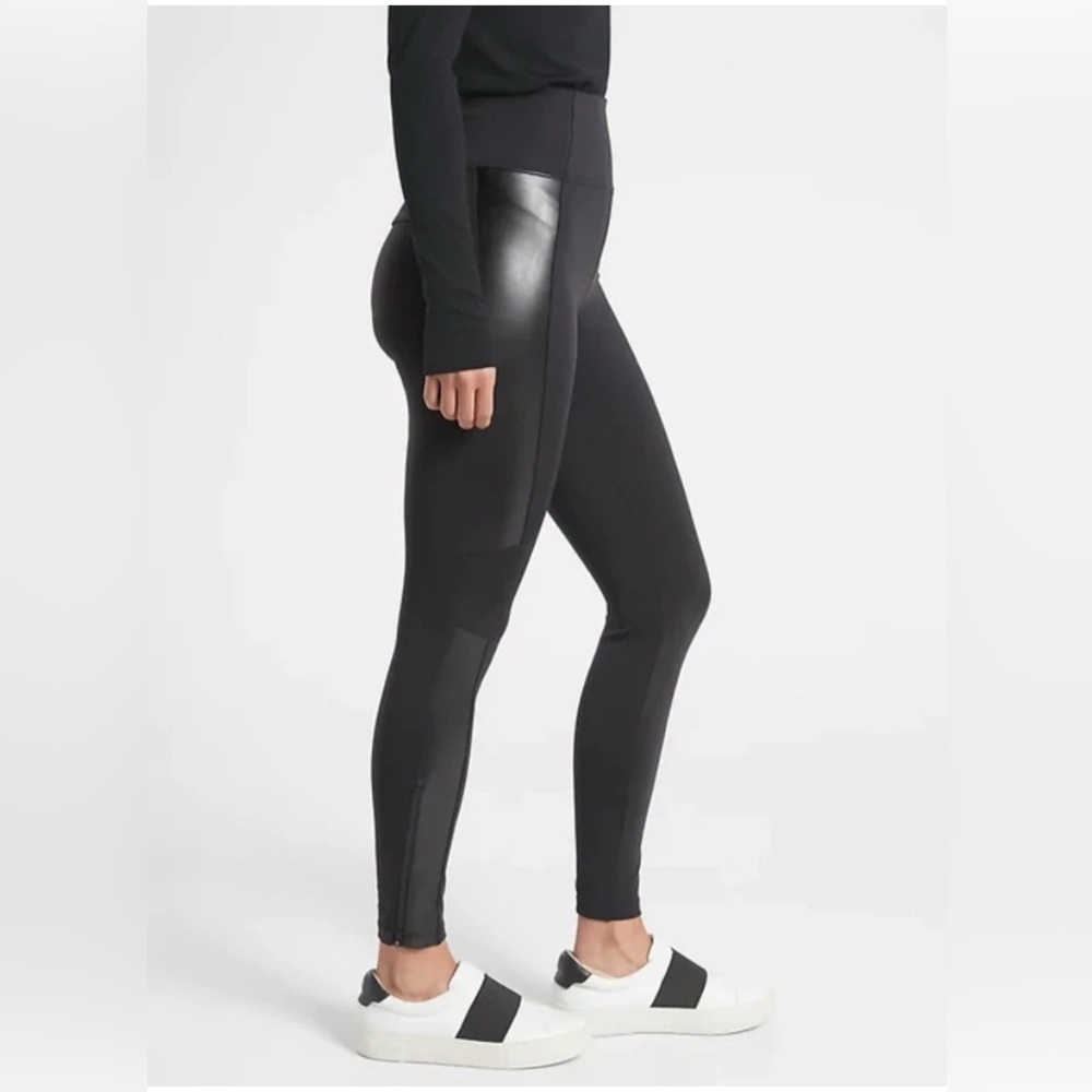 Athleta Delancey Shine Moto Tight Leggings | Black  #631745 Size XSP